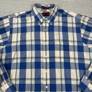 VTG Chaps Ralph Lauren Shirt Mens Large Blue Plaid Button Up‎ Long Sleeves